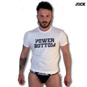 POWER BOTTOM printed JOCK Tribe T-shirt