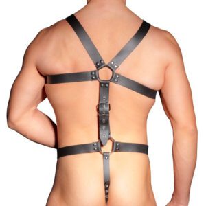 Mens Leather Adjustable Harness With Cock Ring – damaged box