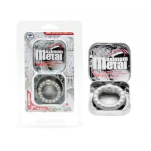 Nanma Maximum Metal 100% Silicone Beaded Cock Ring Silver OS