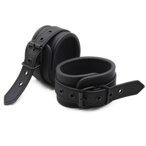 Black Leather ankle restraints –  BDSM Bondage Handcuff