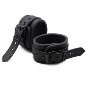Black Leather wrist restraints –  BDSM Bondage Handcuff