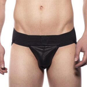 Hole Punch Leather Jock – Black – Prowler RED