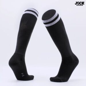Mens Sports Socks – Black with White Stripes