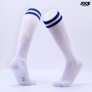 Mens Sports Socks – White with Blue Stripes