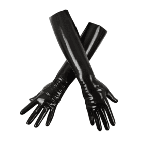 Black Latex Gauntlet Gloves