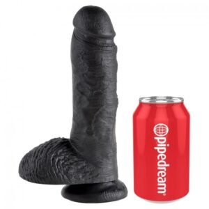 King Cock Dildo – Cock with Balls Black 8in