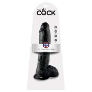 King Cock Cock with Balls Black 10in