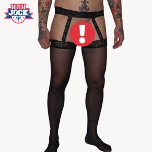 Male lace stockings with attached garter
