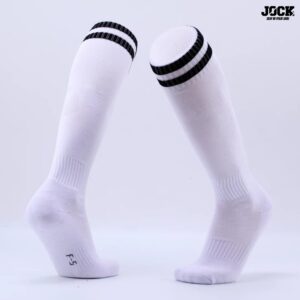Mens Sports Socks – White with Black Stripes