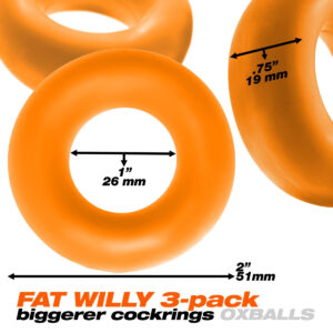 Oxballs Fat Willy 3 Pack Jumbo Cock Rings Orange